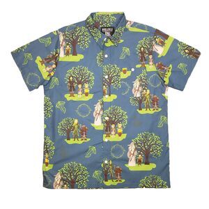 Boxlunch Lord of the Rings Character Portrait Allover Print Shirt Men Large Blue